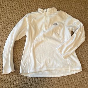 North Face white fleece pullover quarter zip